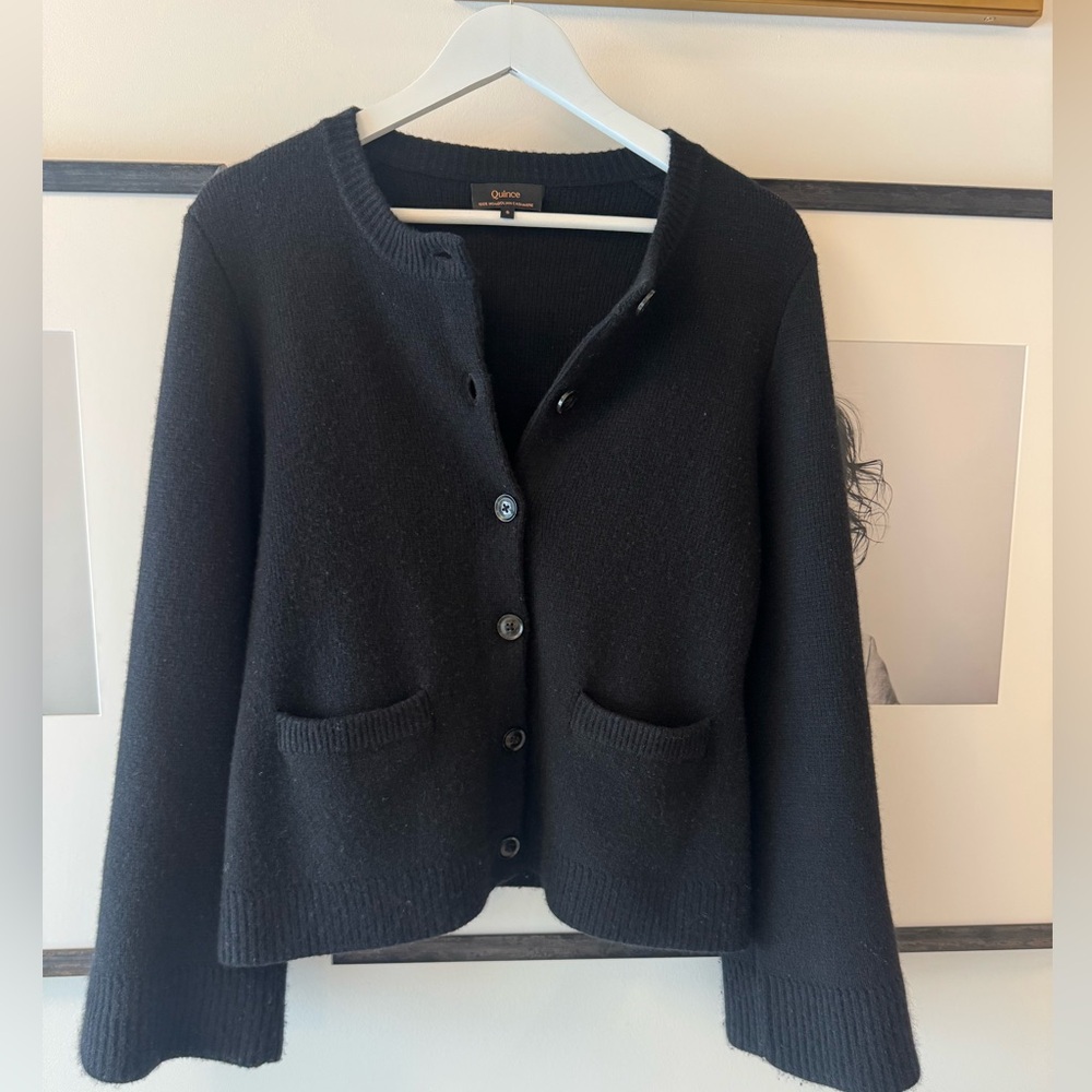 Quince structured Black Button-Front Cardigan - Picture 3 of 5